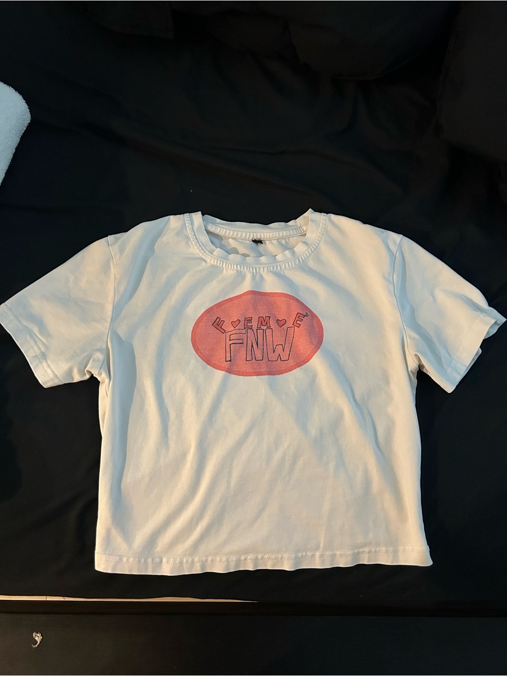 Kids White Graphic Tee with Pink Logo